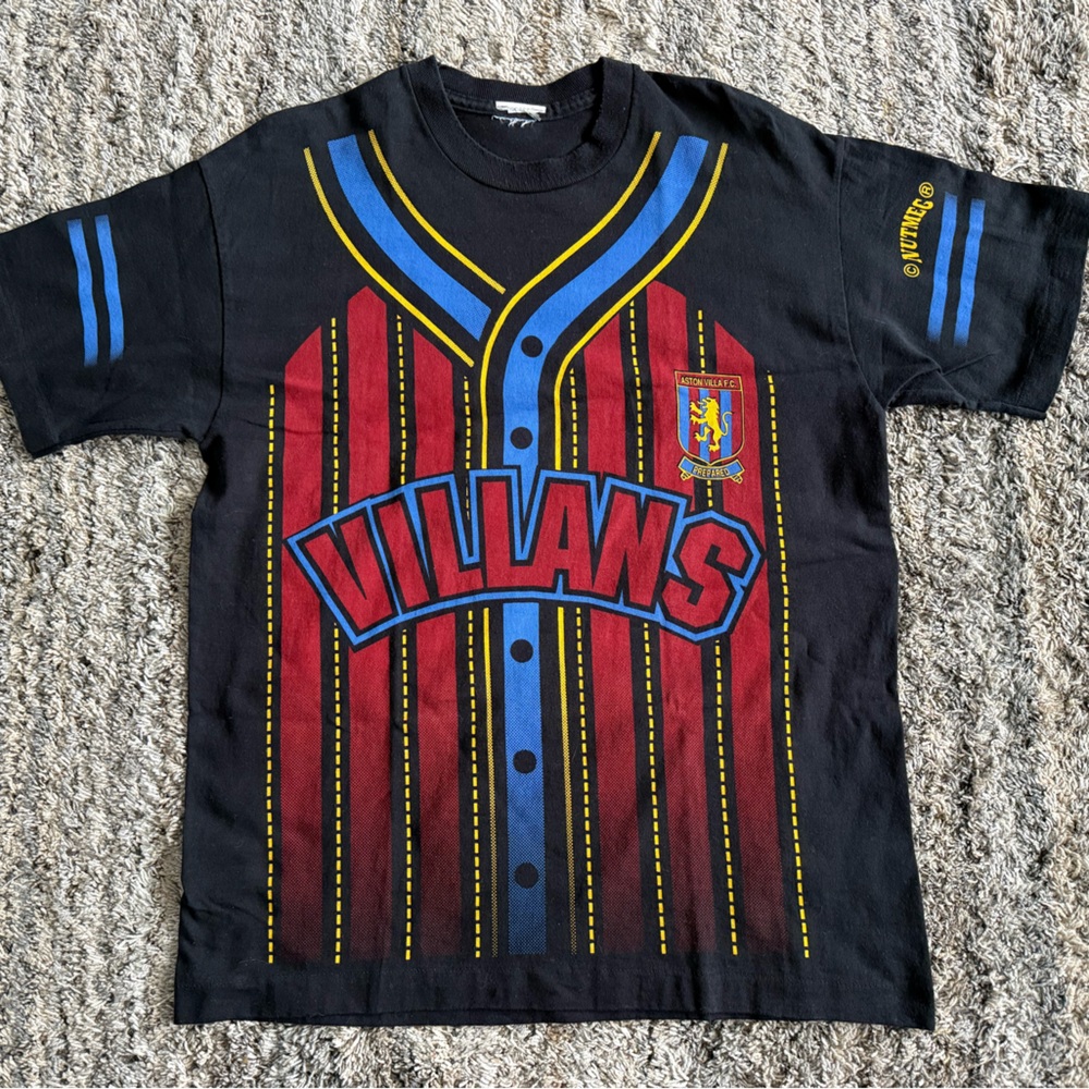 Vintage Nutmeg Aston Villa Villans Graphic Soccer Jersey 90s Boxy Fit L